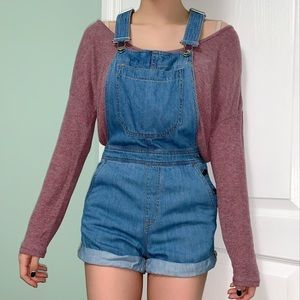 H&M Cuffed Jean Short Overalls